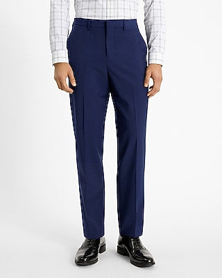 Express Men's Classic Wool-Blend Washable Modern Tech Suit Pants in Blue