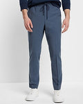 Express Men's Extra Slim Blue Washable Modern Tech Drawstring Suit Pants in Dusty Blue