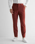 Express Men's Slim Red Wool-Blend Modern Tech Suit Pants in Rust