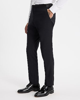 Express Men's Slim Performance Stretch Wool-Blend Tuxedo Pants in Black