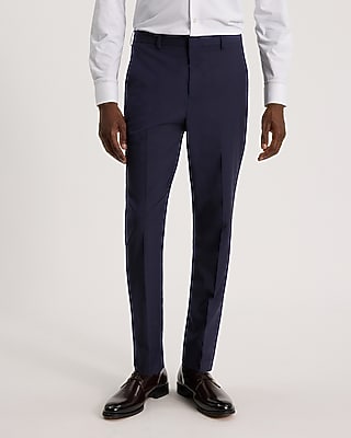 Express Men's Extra Slim Navy Wool-Blend Washable Modern Tech Suit Pants in Navy Blue