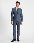 Express Men's Classic Wool-Blend Washable Modern Tech Suit Pants in Dusty Blue