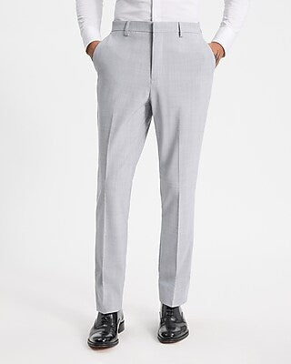 Express Men's Slim Light Wool-Blend Washable Modern Tech Suit Pants in Gray