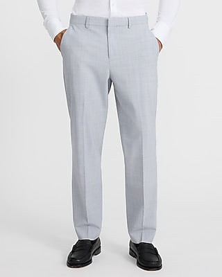 Express Men's Classic Light Wool-Blend Washable Modern Tech Suit Pants in Gray