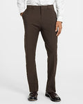 Express Men's Slim Brown Wool-Blend Washable Modern Tech Suit Pants in Chestnut Brown