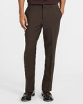 Express Men's Extra Slim Brown Wool-Blend Washable Modern Tech Suit Pants in Chestnut Brown