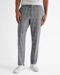 Express Men's Slim Plaid Elastic Waist Dress Pants in Print