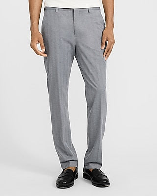 Express Men's Extra Slim Charcoal Herringbone Stretch Suit Pants in Gray Print