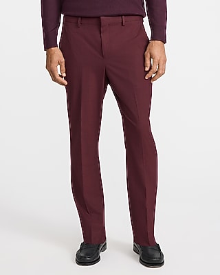 Express Men's Slim Stretch Suit Pants in Burgundy