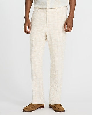 Express Men's Slim Plaid Cotton-Blend Boucle Suit Pants in White