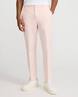 Express Men's Extra Slim Pink Stretch Cotton-Blend Suit Pants in Pale Pink