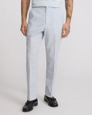 Express Men's Slim Plaid Linen-Blend Suit Pants in Multi
