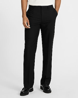 Express Men's Relaxed Black Stretch Suit Pants in Jet Black