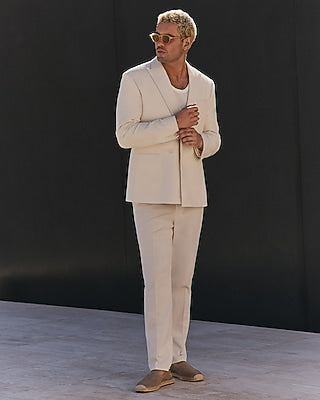 Express Men's Slim Cotton-Blend Seersucker Suit Pants in Pearl White