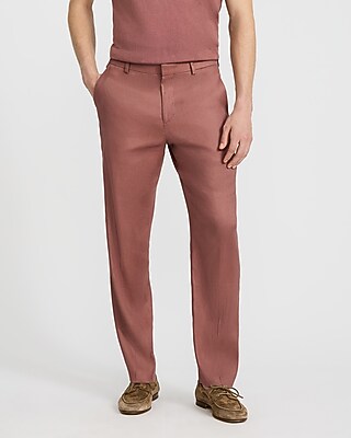 Express Men's Classic Linen-Blend Suit Pants in Cognac Dusk