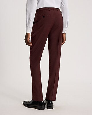 Express Men's Extra Slim Wool-Blend Modern Tech Suit Pants in Burgundy