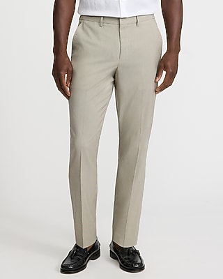 Express Men's Slim Check Plaid Washable Everyday Performance Hybrid Elastic Waist Dress Pants in Walnut