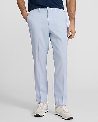 Express Men's Slim Blue Striped Everyday Performance Hybrid Elastic Waist Dress Pants in Print