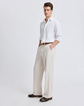 Express Men's Baggy Ecru Stretch Dress Pants in Neutral