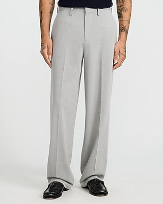 Express Men's Baggy Gray Stretch Dress Pants in Smoke