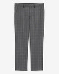 Express Men's Slim Gray Plaid Stretch Dress Pants in Plaid-Gray