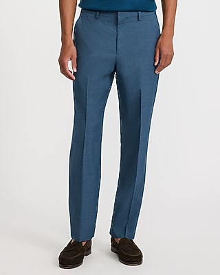 Express Men's Classic Stretch Dress Pants in Blue Plaid