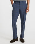 Express Men's Slim Blue Windowpane Stretch Dress Pants in Blue Plaid