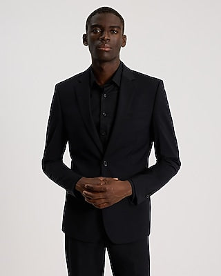 Express Men's Extra Slim Wool-Blend Washable Modern Tech Suit Jacket in Black