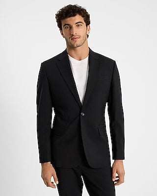 Express Men's Classic Wool-Blend Washable Modern Tech Suit Jacket in Black
