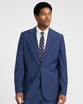 Express Men's Relaxed Blue Stretch Suit Jacket in Oxford Blue