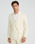 Express Men's Slim Ivory Wool-Blend Double Breasted Suit Jacket in Neutral