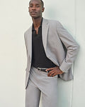 Express Men's Relaxed Gray Stretch Suit Jacket in Light Gray