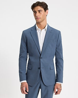 Express Men's Slim Wool-Blend Washable Modern Tech Suit Jacket in Dusty Blue