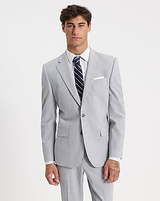 Express Men's Slim Light Wool-Blend Washable Modern Tech Suit Jacket in Gray
