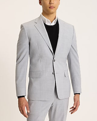 Express Men's Classic Light Wool-Blend Washable Modern Tech Suit Jacket in Gray