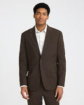 Express Men's Slim Brown Wool-Blend Washable Modern Tech Suit Jacket in Chestnut Brown