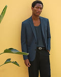 Express Men's Extra Slim Herringbone Stretch Suit Jacket in Blue