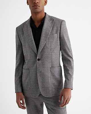 Express Men's Slim Plaid Knit Suit Jacket in Print