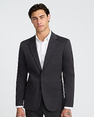 Express Men's Slim Cotton-Blend Suit Jacket in Dark Gray