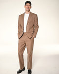 Express Men's Classic Dark Camel Linen-Blend Suit Jacket in Walnut