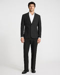 Express Men's Classic Black Plaid Linen-Blend Suit Jacket in Black Print