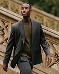 Express Men's Relaxed Charcoal Stretch Suit Jacket in Gray