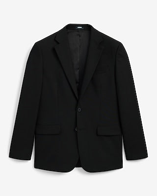Express Men's Relaxed Black Stretch Suit Jacket in Jet Black