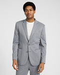 Express Men's Extra Slim Charcoal Herringbone Stretch Suit Jacket in Gray Print