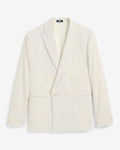 Express Men's Slim Cotton-Blend Double Breasted Seersucker Suit Jacket in Pearl White