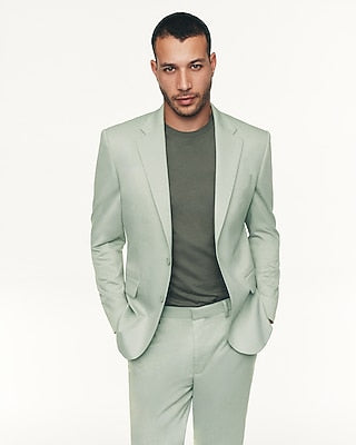 Express Men's Slim Sage Wool-Blend Stretch Suit Jacket in Sage Mist