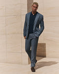 Express Men's Classic Blue Linen-Blend Suit Jacket in Painters Teal