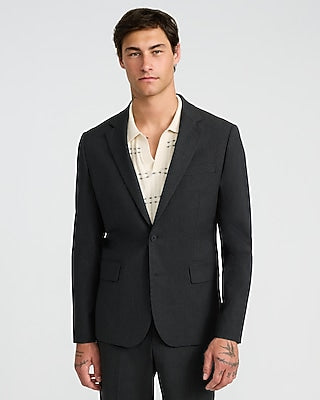 Express Men's Slim Charcoal Stretch Suit Jacket in Gray