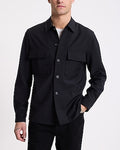 Express Men's Slim Washable Double Pocket Suit Shirt Jacket in Black Print