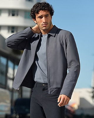 Express Men's Everyday Performance Zip Jacket in Marble Gray